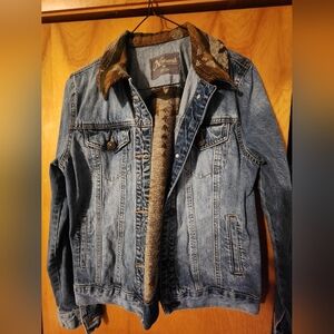 Denim Jacket with Aztec Print